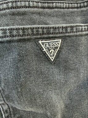Vintage 90s Guess Jeans Mens 34 High Waist Straight Leg Black Faded Denim